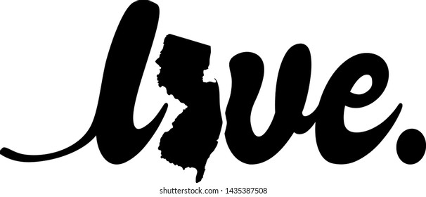 Love New Jersey, State vector, America map