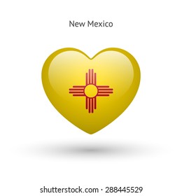 Love New Mexico state symbol. Heart flag icon. Vector illustration.