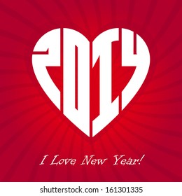 I love new year, vector greeting card