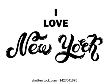 I love New York. Hand drawn lettering. Vector illustration. Lettering with illustration of heart