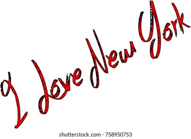 I Love New York text sign isolated on white Background.
