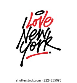 Ich liebe neue york.hand gezeichnete Briefe.dekorative Inschrift einzeln auf weißem Hintergrund.rot und schwarz font.Vektorgrafik.Modernes Design für T-Shirt, Poster, Banner, Aufkleber, Web, Flyer usw.