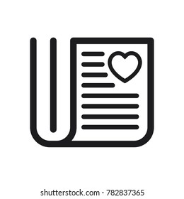 love newspaper illustration, finding love in newspaper, newspaper vector icon 