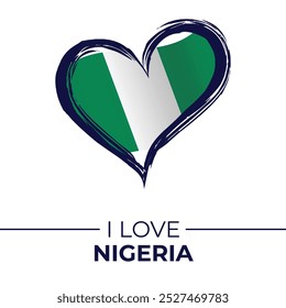 I Love Nigeria Banner with Flag in Heart. Nigeria love Emblem Isolated on White Background. Vector, Illustration, Isolated, Love, Background.