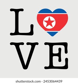 I Love North Korea flag heart icon vector illustration