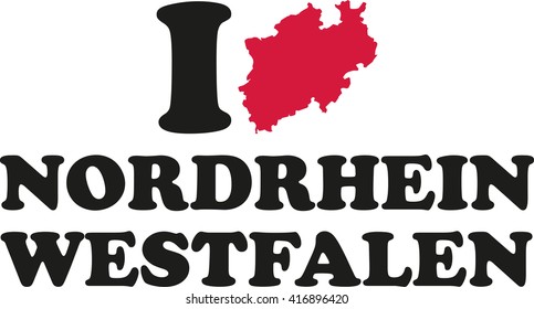 I love North Rhine-Westphalia with map german