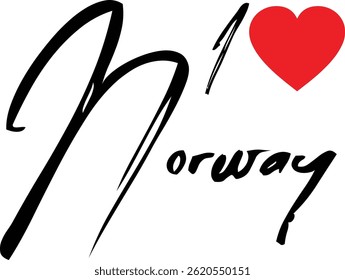 I Love Norway Country Name In Grunge Text Typography