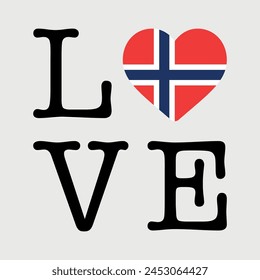 I Love Norway flag heart icon vector illustration