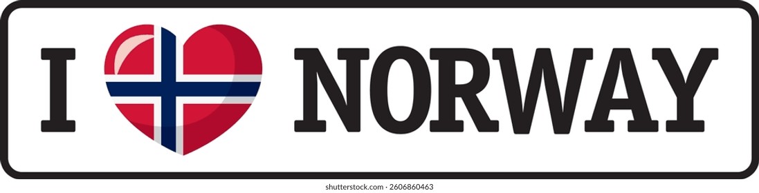I love Norway, norwegian flag heart shaped supporting scandinavian country
