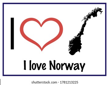 I love Norway vector map silhouette