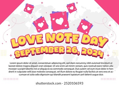 Love Note Day - 26 de setembro de 2024, design atraente, pode ser usado em todas as plataformas de mídia social, bela combinação de cores, obtê-lo agora para a primeira compra.