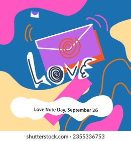 Love Note Day, September 26,naive funky hand drawn