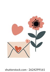 love note with flower , vector illustration
