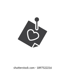 Love note with heart vector icon. filled flat sign for mobile concept and web design. Valentines day greeting glyph icon. Symbol, logo illustration. Vector graphics