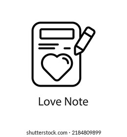 Love Note vector Outline Icon Design illustration on White background. EPS 10 File 