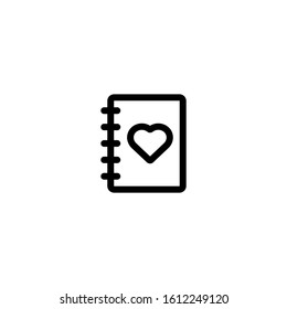 Love notebook diary in heart Icon, Logo, Vector