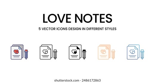 LOVE NOTES icons set vector illustration. vector stock