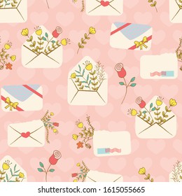 Love Notes Valentines Vector Seamless Pattern