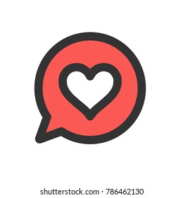 Love notification, heart icon in chat balloon