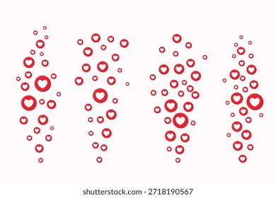 Conjunto de iconos de notificación de amor con Formas de corazón y símbolos de mensaje, ideal para redes sociales, chat y diseños de comunicación romántica.