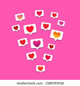 love notifications on social networks. likes I love you. valentines day concept. Bright illustration for social networks and instagram. flat vector