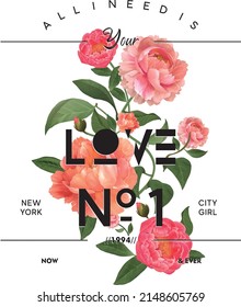 Love number one quote. Modern calligraphy text. Design print for t shirt, pin label, badges, sticker, greeting card, banner. Vector illustration
