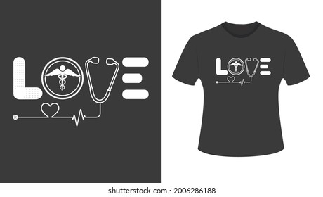 Love Nurse eps, kommerzielle Nutzung, Silhouette, Clipart, Krankenpflege-EPS, Krankenpflege-Shirt, Stethoskop-eps, Medizinisches eps.Nurse-Liebhaber-T-Shirt-Design.Nurse Day-T-Shirt-Design