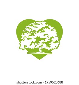 Love oak leaf logo design vector illustration, Creative oak tree logo design concept template, symbols icons