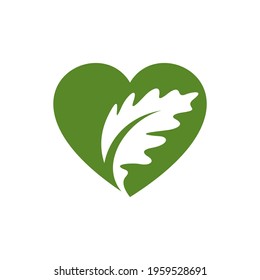 Love oak leaf logo design vector illustration, Creative oak tree logo design concept template, symbols icons