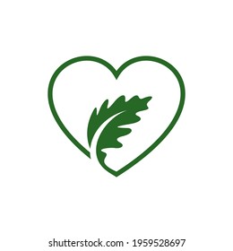Love oak leaf logo design vector illustration, Creative oak tree logo design concept template, symbols icons