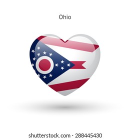 Love Ohio state symbol. Heart flag icon. Vector illustration.