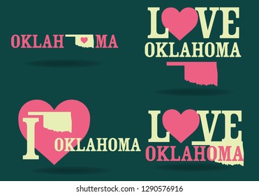 Love Oklahoma with map and heart, Vector EPS 10.
