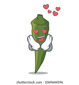 In Love Okra Mascot Cartoon Style