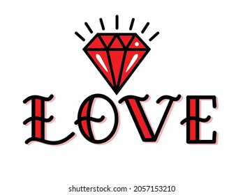 Amor, plantilla de escuela antigua, tipo de letra, letras, retro, icono, muestra 