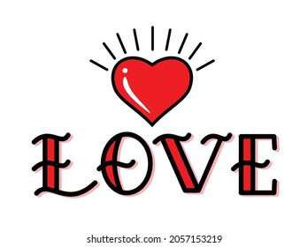 Amor, plantilla de escuela antigua, tipo de letra, letras, retro, icono, muestra 