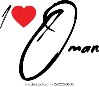 J'Aime Oman Nom Country En Grunge Typographie Texte