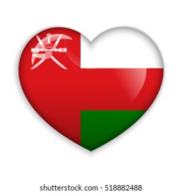 Love Oman. Flag Heart Glossy Button