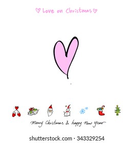 Love on Christmas / Heart illustration / hand drawn in vector