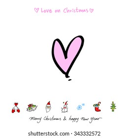 Love on Christmas / Heart illustration / hand drawn in vector