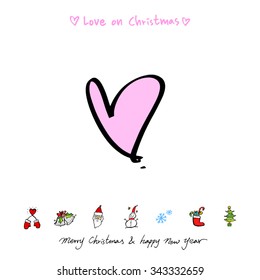 Love on Christmas / Heart illustration / hand drawn in vector