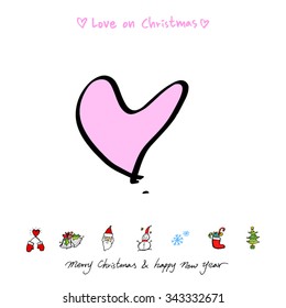 Love on Christmas / Heart illustration / hand drawn in vector