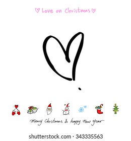 Love on Christmas / Heart illustration / hand drawn in vector