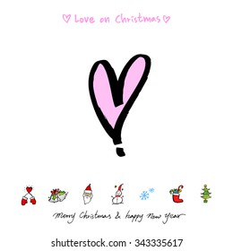 Love on Christmas / Heart illustration / hand drawn in vector