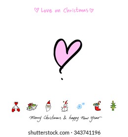 Love on Christmas / Heart illustration / hand drawn in vector