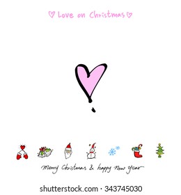 Love on Christmas / Heart illustration / hand drawn in vector