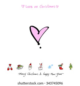 Love on Christmas / Heart illustration / hand drawn in vector