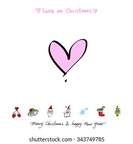 Love on Christmas / Heart illustration / hand drawn in vector