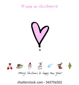 Love on Christmas / Heart illustration / hand drawn in vector
