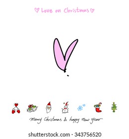 Love on Christmas / Heart illustration / hand drawn in vector