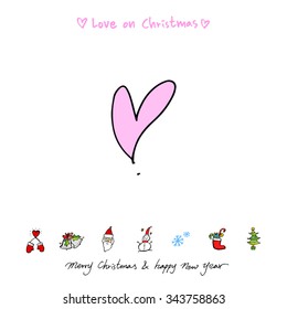 Love on Christmas / Heart illustration / hand drawn in vector